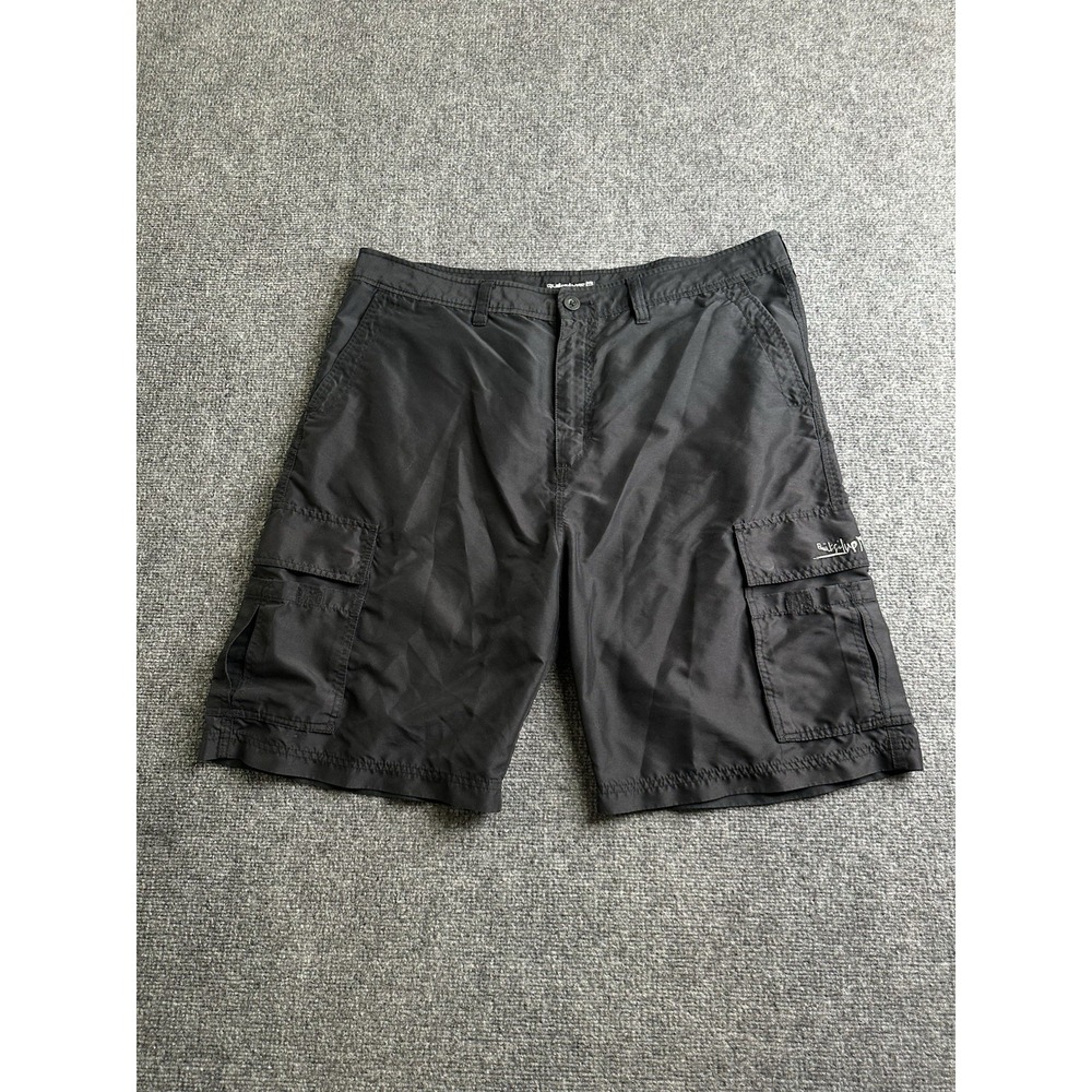 Mens Cargo Shorts Quiksilver Black Lightweight Utility Pockets, Size 40